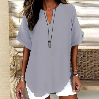 Blouse Élégante Col V & Coupe Fluide