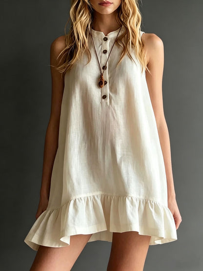 Robe Sans Manches à Volants Élégance Naturelle