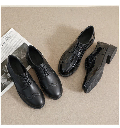 Chaussures  Féminines en Cuir avec Lacets, Style Britannique