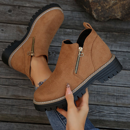 Bottines Femme en Suédine à Zip Latéral