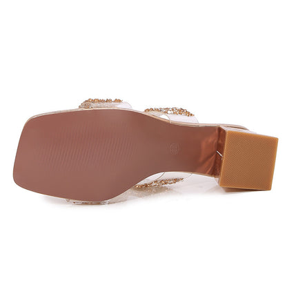 Chaussures élégantes à talons hauts et plateforme en strass