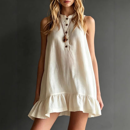 Robe Sans Manches à Volants Élégance Naturelle