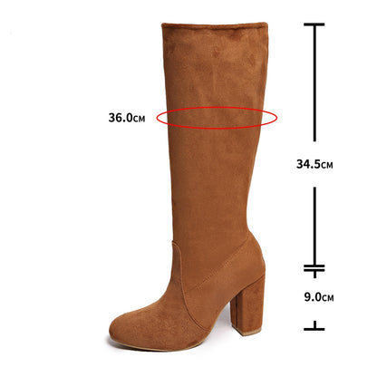Bottes Hautes en Daim à Talons – Femme