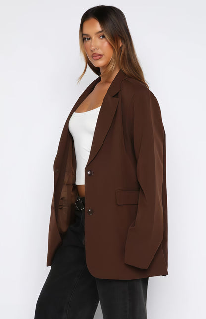 Manteau Uni à Boutons, Chic & Décontracté