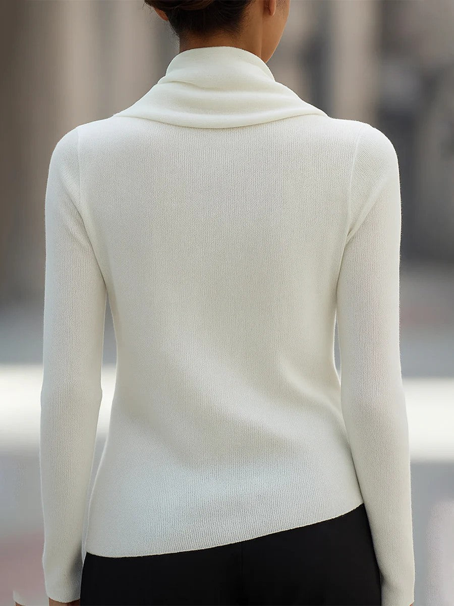 Pull en maille à col drapé