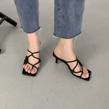 Sandales à Talons Aiguilles avec Bout Repliable