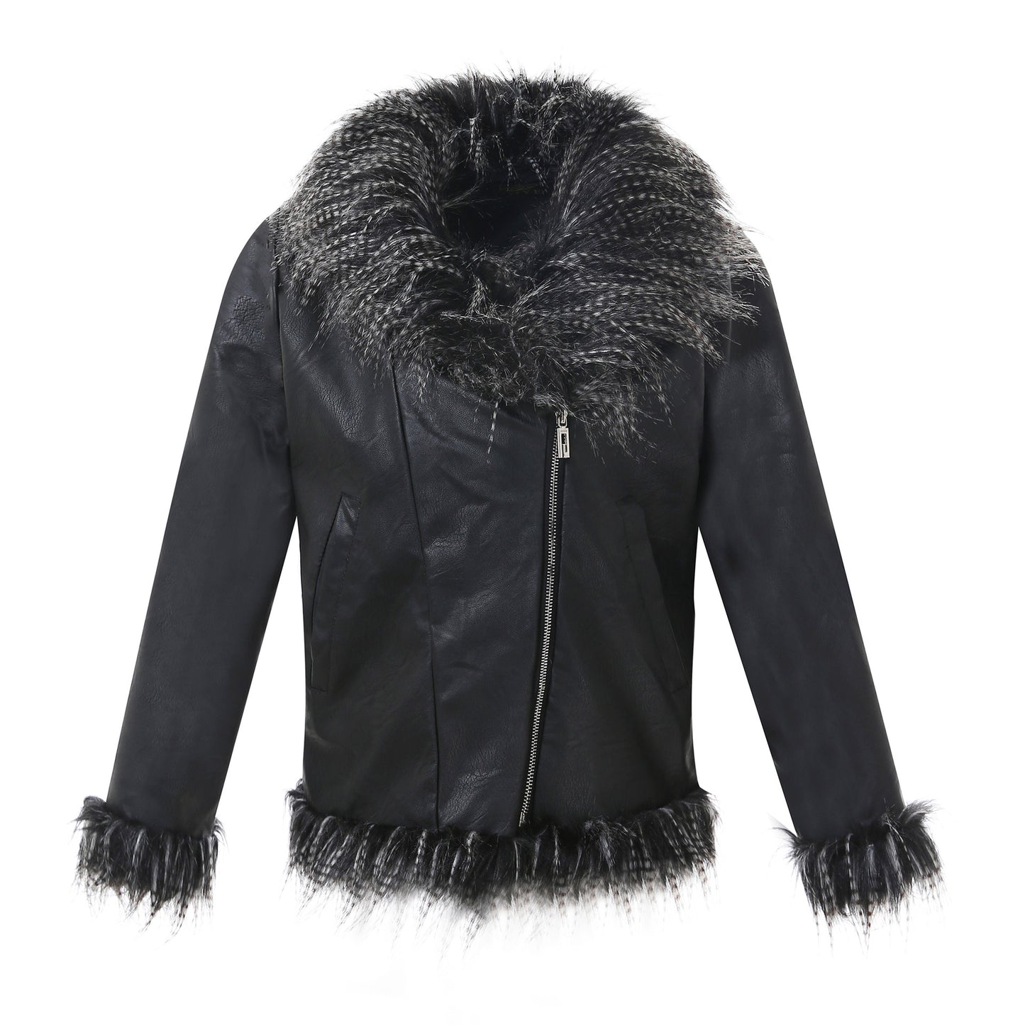 Chivogue Veste en Cuir & Fourrure
