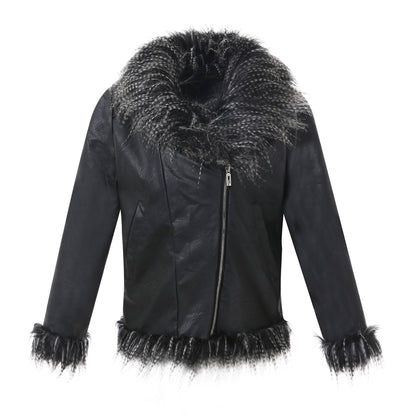 Chivogue Veste en Cuir & Fourrure