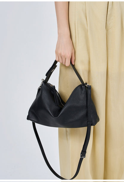 Sac cabas bandoulière en cuir suédé véritable