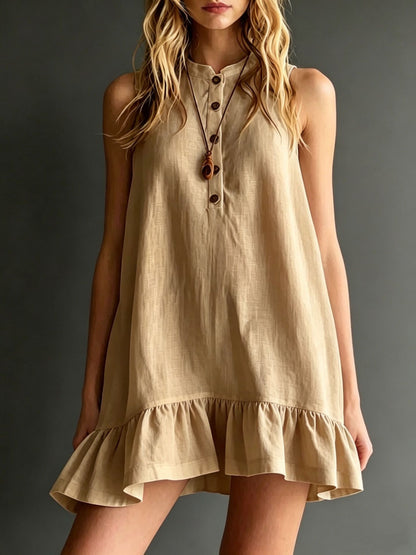 Robe Sans Manches à Volants Élégance Naturelle