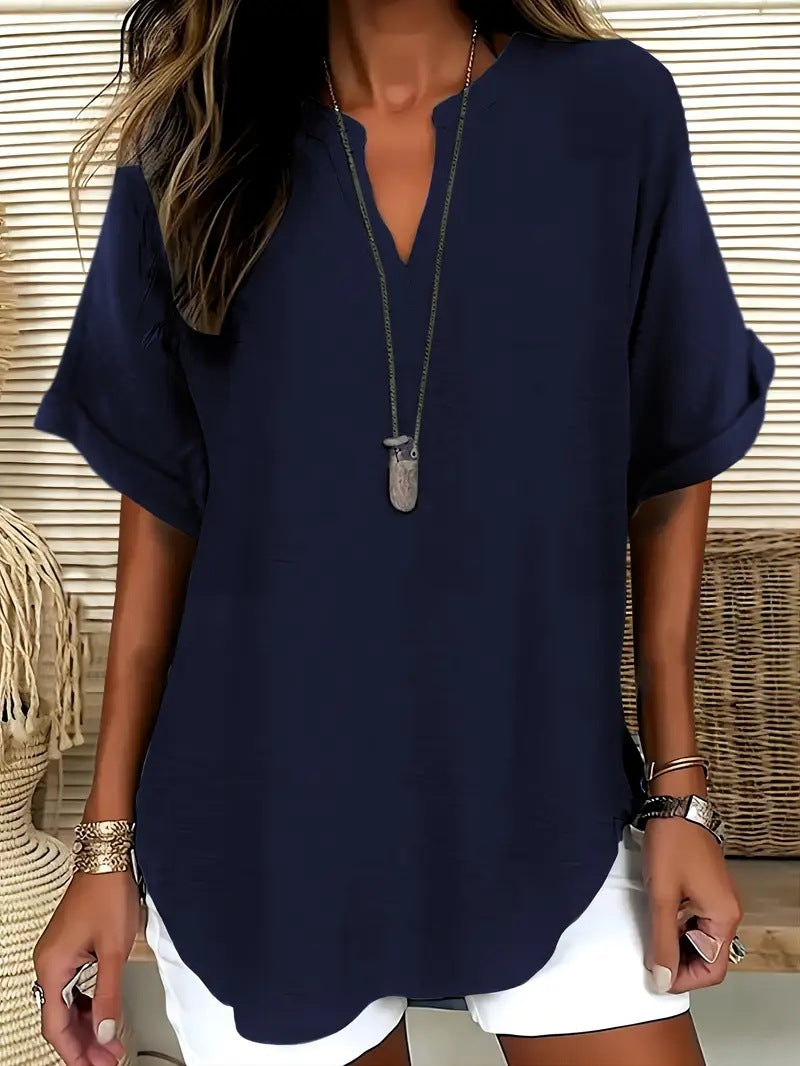Blouse Élégante Col V & Coupe Fluide