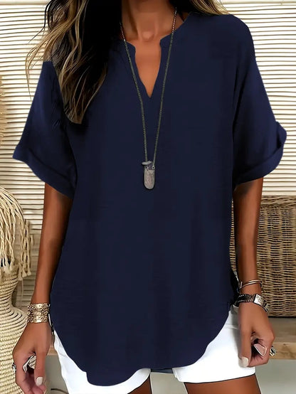 Blouse Élégante Col V & Coupe Fluide