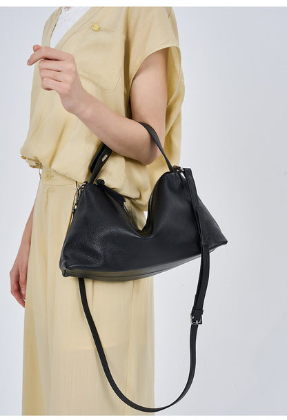 Sac cabas bandoulière en cuir suédé véritable