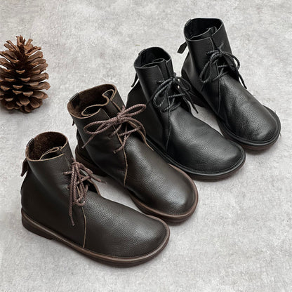 Bottines en cuir véritable – style britannique, look casual
