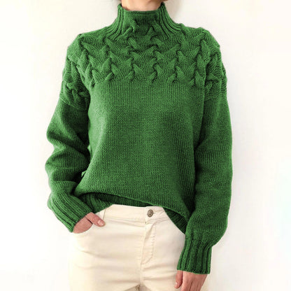 Pull à Col Montant en Maille Torsadée