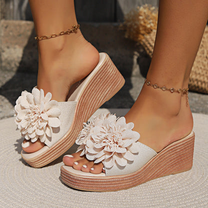Sandales Compensées à Motif Floral