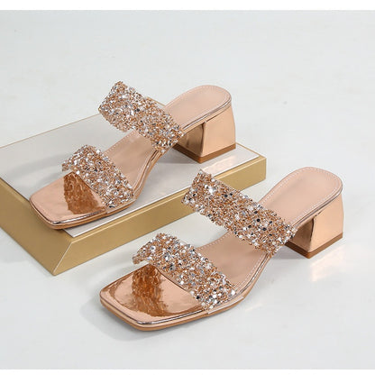 Chaussures élégantes à talons hauts et plateforme en strass