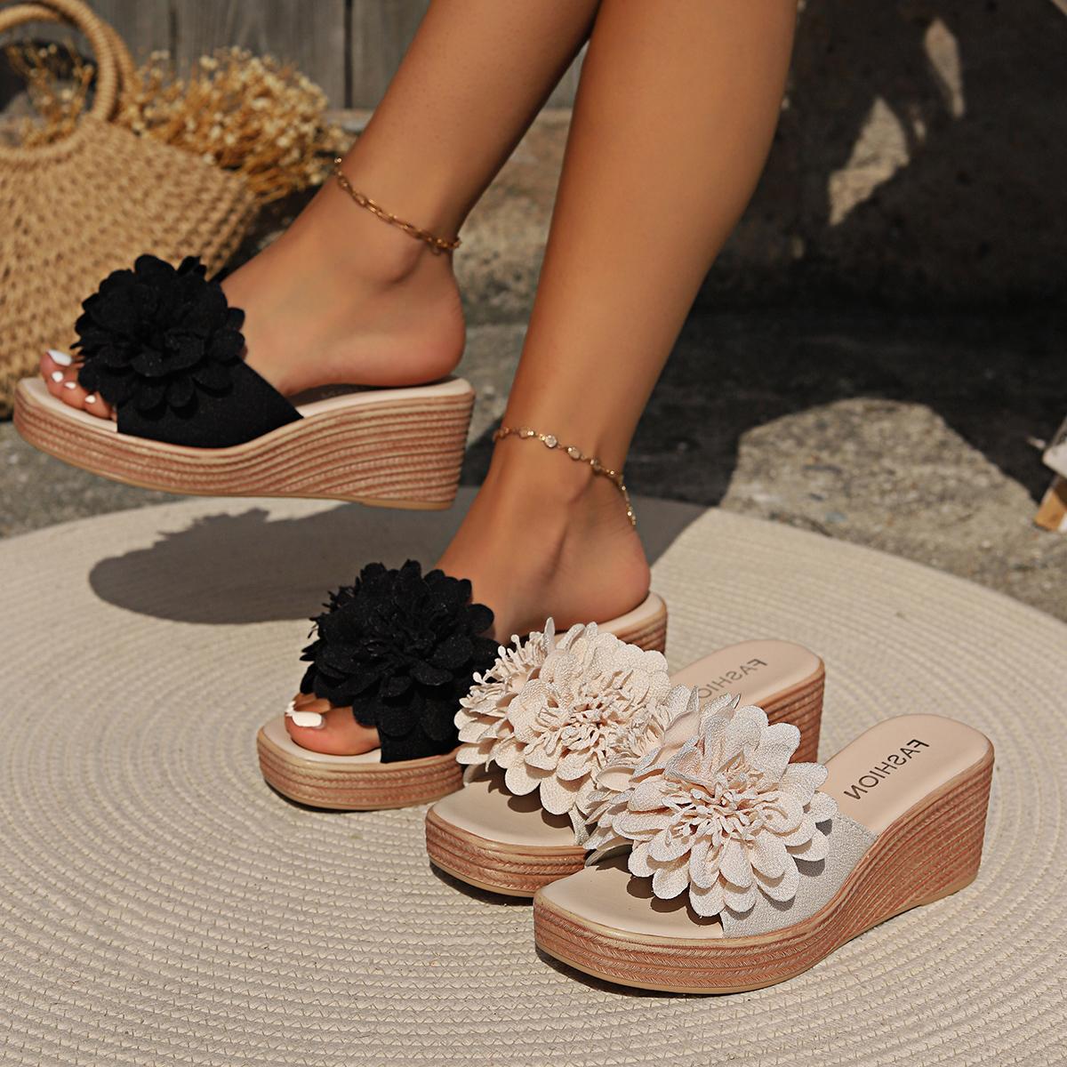 Sandales Compensées à Motif Floral