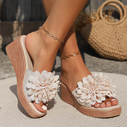 Sandales Compensées à Motif Floral