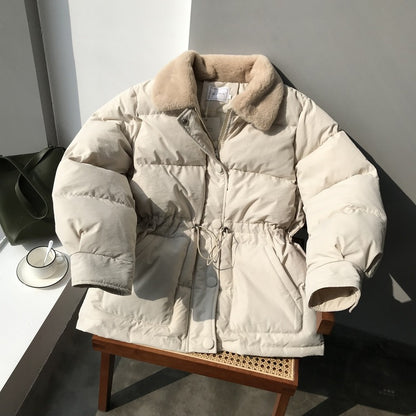 Doudoune courte en coton duveteux