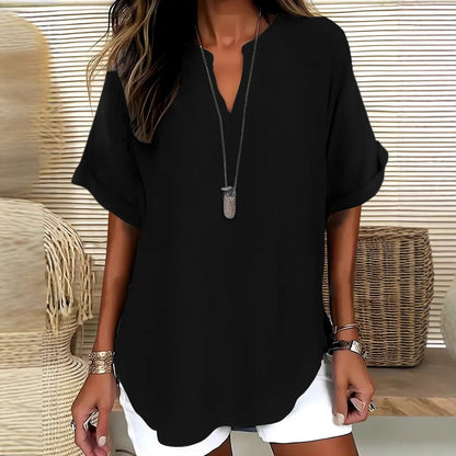 Blouse Élégante Col V & Coupe Fluide