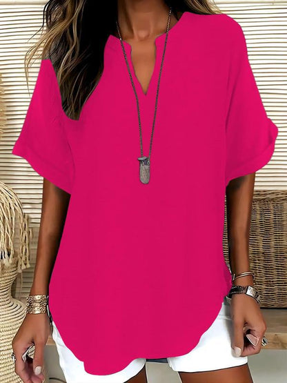 Blouse Élégante Col V & Coupe Fluide