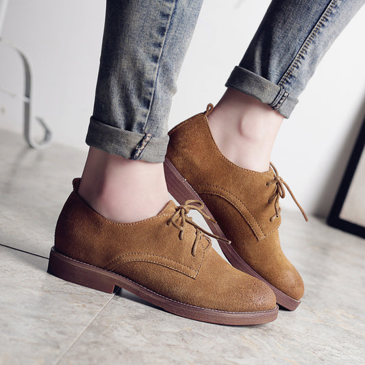 Chaussures en cuir rétro britanniques à talons plats