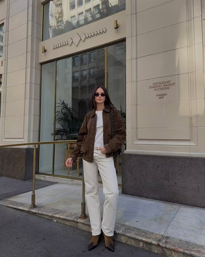 Veste tendance et décontractée en daim