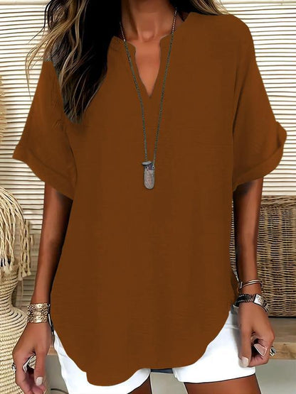 Blouse Élégante Col V & Coupe Fluide