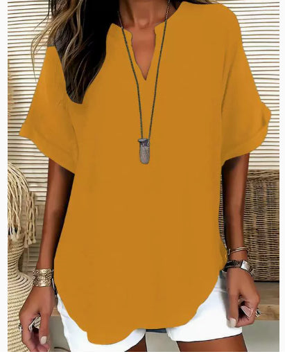 Blouse Élégante Col V & Coupe Fluide