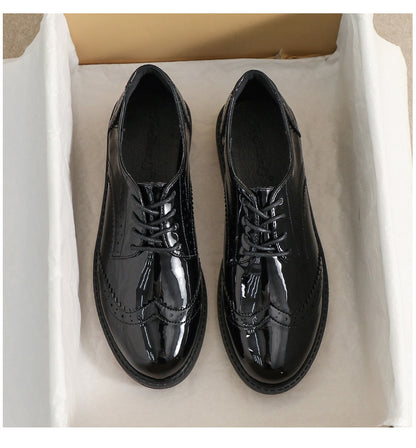Chaussures  Féminines en Cuir avec Lacets, Style Britannique