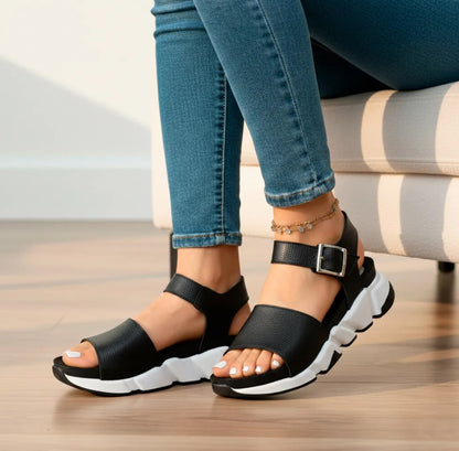 Sandales en cuir synthétique à bout ouvert