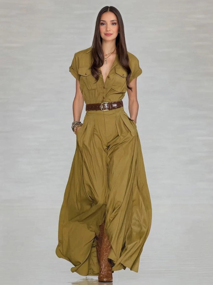 Robe Chemise Maxi Élégance Décontractée