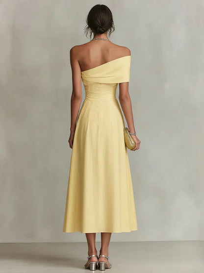 Robe Maxi Une Épaule Élégance Solaire