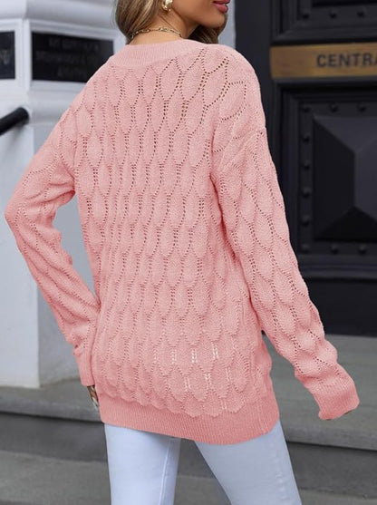Pull en maille ajourée Haut tendance à col en V