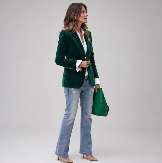 One-Button Long-Sleeve Blazer