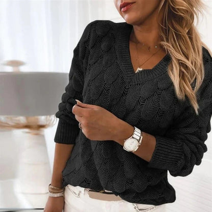 Pull en maille ajourée Haut tendance à col en V