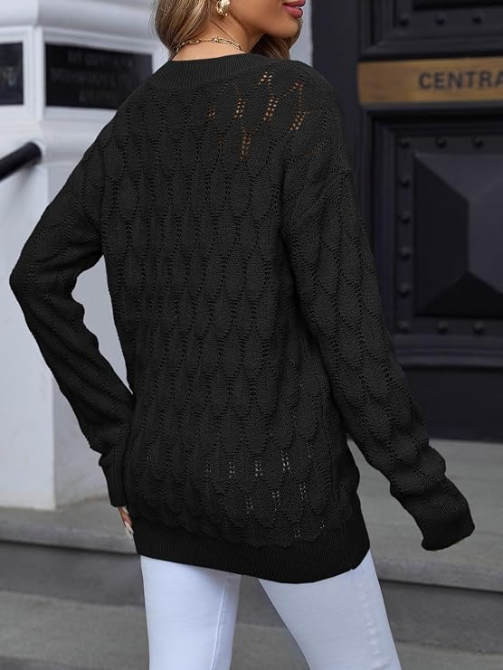 Pull en maille ajourée Haut tendance à col en V