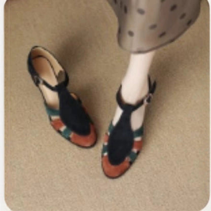 Sandales Rétro à Bout Découpé, avec Talons Hauts