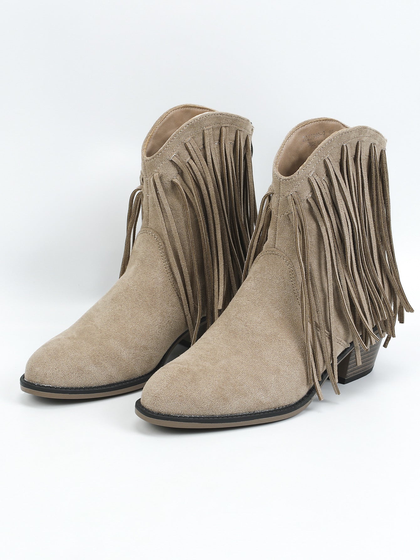 Bottines rétro pour femme à bout pointu – franges et talon épais
