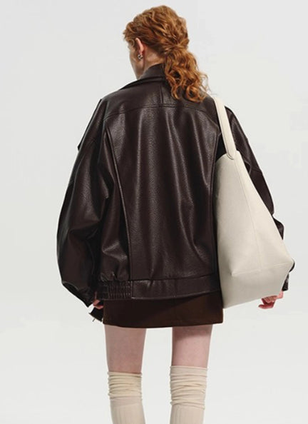 Veste en cuir  doublée en polaire
