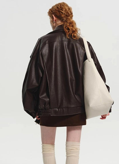 Veste en cuir  doublée en polaire
