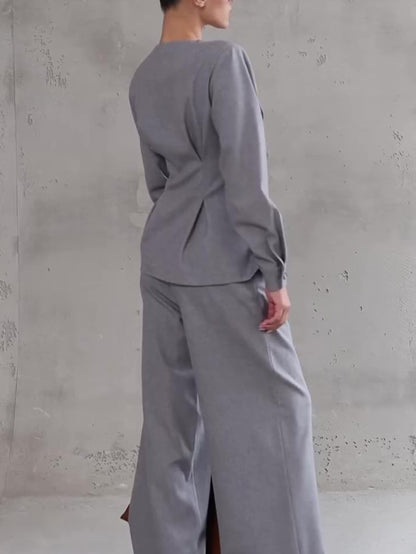 Ensemble haut asymétrique à col en V