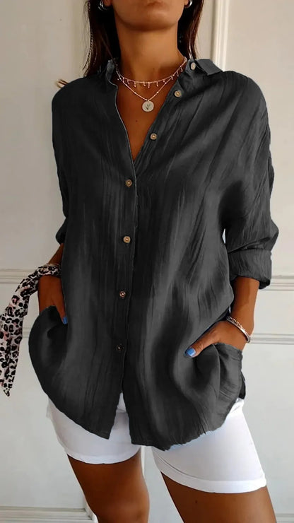 Chemise plissée à simple boutonnage