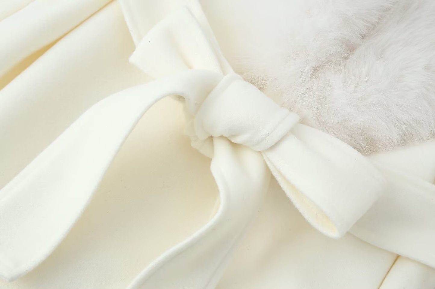 Manteau long chaud uni - col fourrure