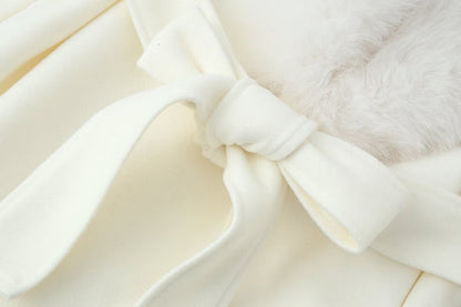 Manteau long chaud uni - col fourrure