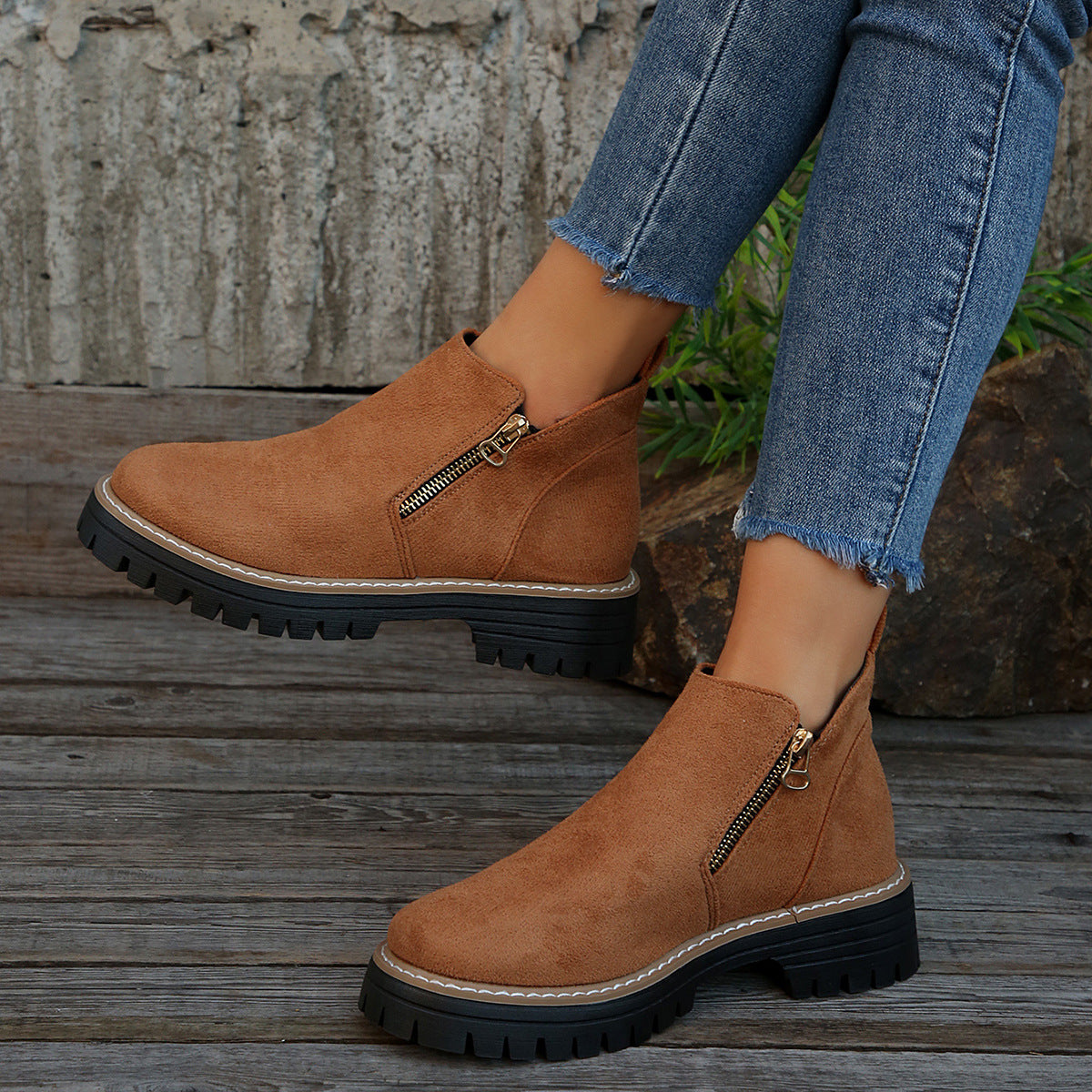 Bottines Femme en Suédine à Zip Latéral