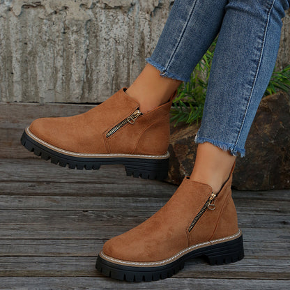 Bottines Femme en Suédine à Zip Latéral