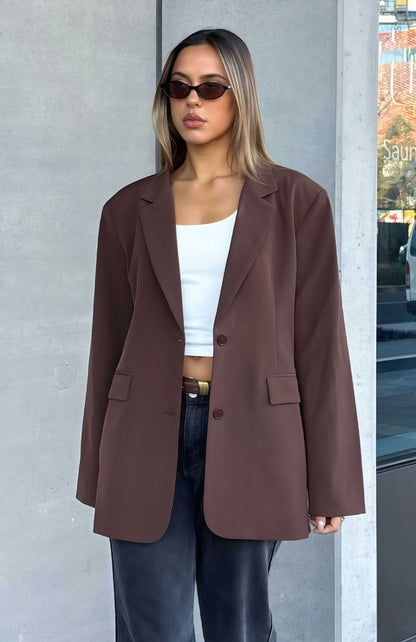 Manteau Uni à Boutons, Chic & Décontracté