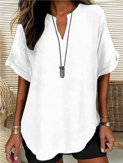 Blouse Élégante Col V & Coupe Fluide